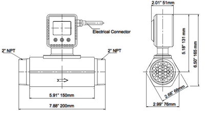 2" Natural Gas Flow Meter Tactical Flow Meter Dimensions