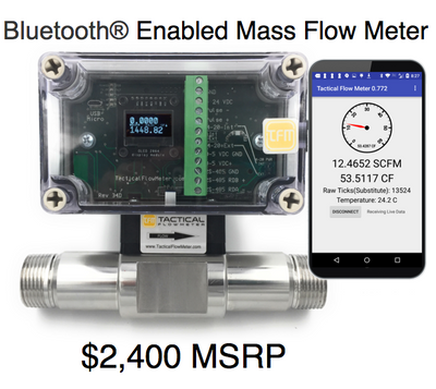 1" Thermal Mass Flow Meter With Bluetooth® for Gas 316 SS Flow Body