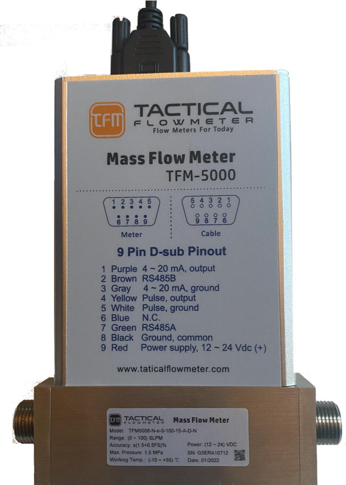 Thermal Mass Flow Meter, Stock FAST 15 to 100 SLPM Thermal Mass Flow